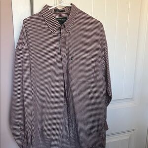 Duck Head Men's Checkered Shirt - Burgundy and White Men’s XL